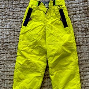 MiniBoden snow pants size 3/4 years in neon yellow